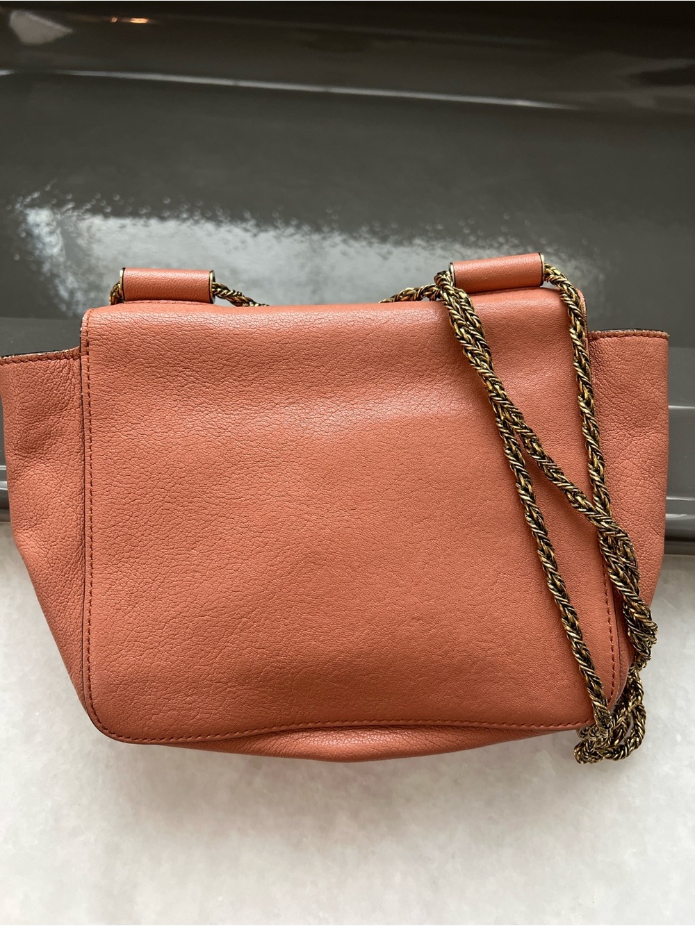 Authentic Chloe Elsie shoulder/crossbody bag with Gold Hardware, rust-clay color - Picture 2 of 13